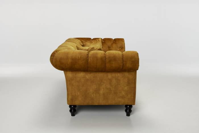 Charlotte - Classic Chesterfield Sofa, Antique Gold Mottled Velvet