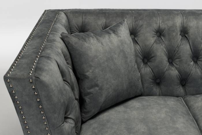 Chloe - Modern Chesterfield Sofa, Grey Mottled Velvet