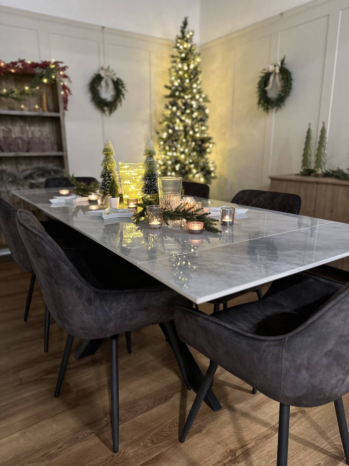 Stone Dining Table & Chairs Set for Christmas