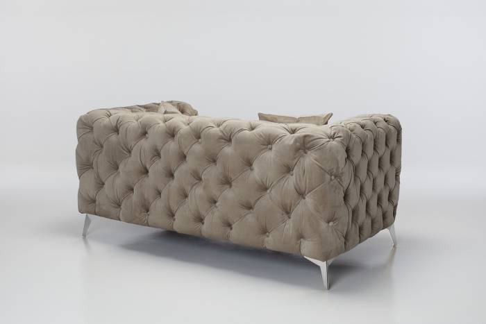 Annabelle - Luxury Chesterfield 2.5 Seater Sofa, Mink Velvet with Silver Legs