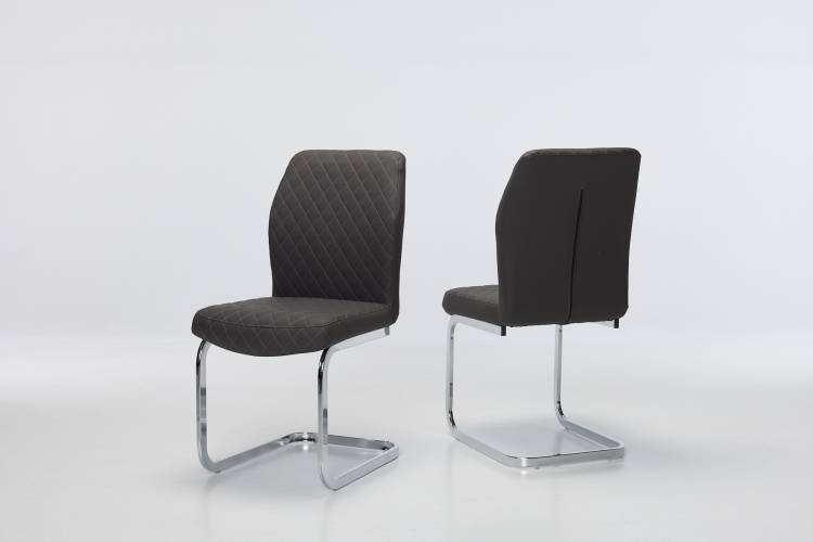 Cavezzo 4 Charcoal Cantilever Dining Chairs with Chrome Base