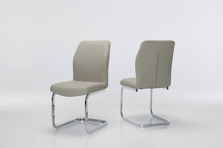 Cavezzo 4 Dove Grey Cantilever Dining Chairs with Chrome Base