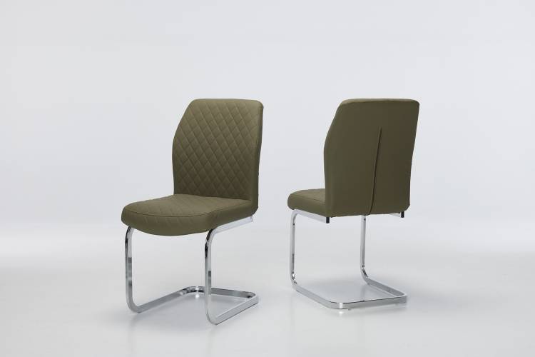 Cavezzo 4 Olive Cantilever Dining Chairs with Chrome Base