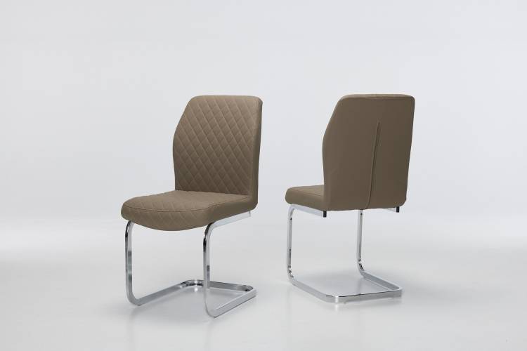 Cavezzo 4 Taupe Cantilever Dining Chairs with Chrome Base