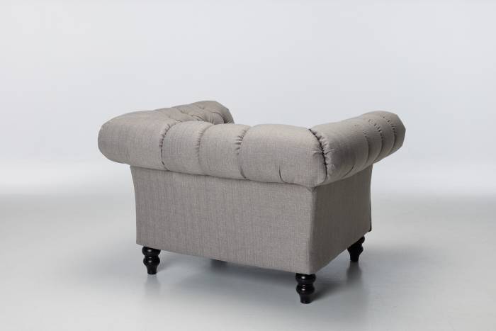 Charlotte - Classic Chesterfield Armchair, Grey Fabric