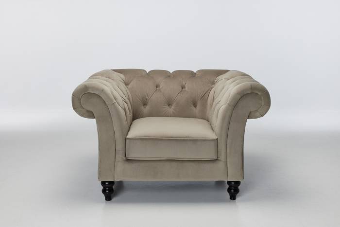 Charlotte - Classic Chesterfield Armchair, Mink Velvet