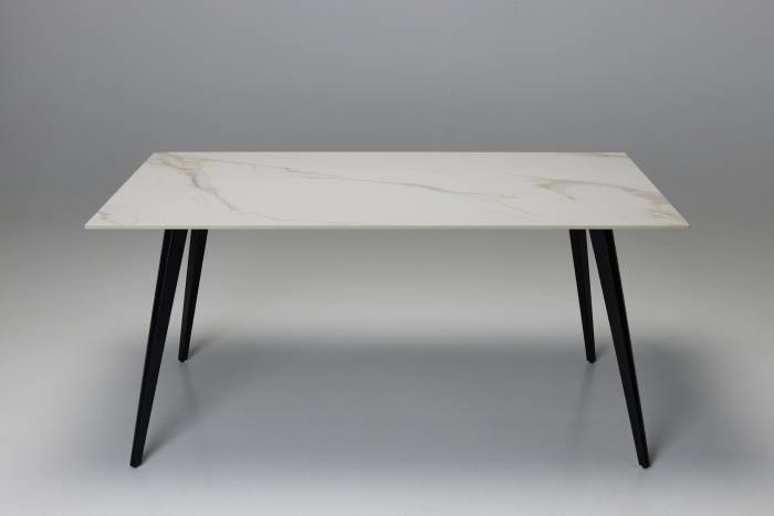 Immi 1.6m Dining Table - Calacatta Gold Stone with Black Legs