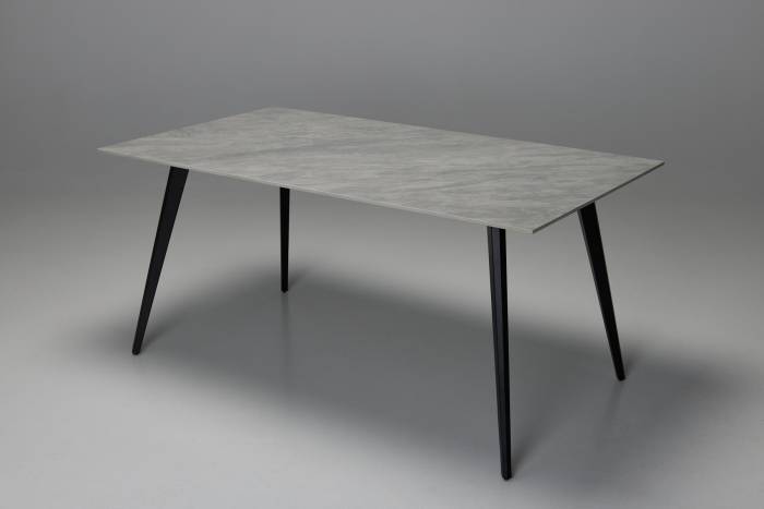 Immi 1.6m Pacific Grey Stone Dining Table with Black Legs