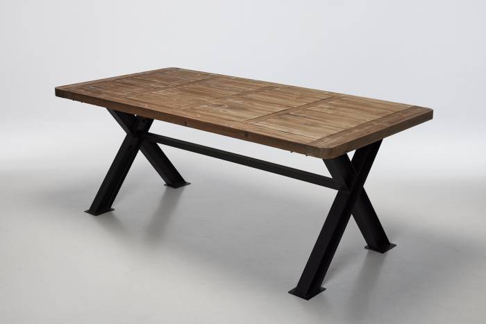 Alsace - 2m Reclaimed Wood Dining Table with Black Metal Legs