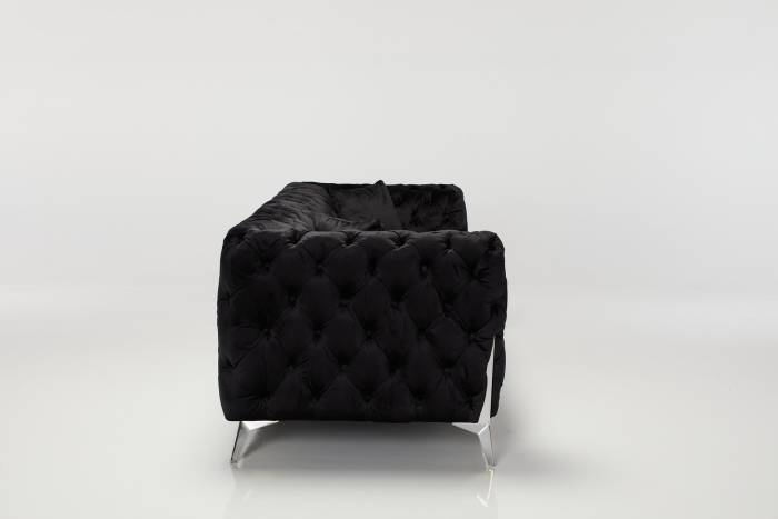 Annabelle - Luxury Chesterfield Sofa, Black Velvet with Silver Legs
