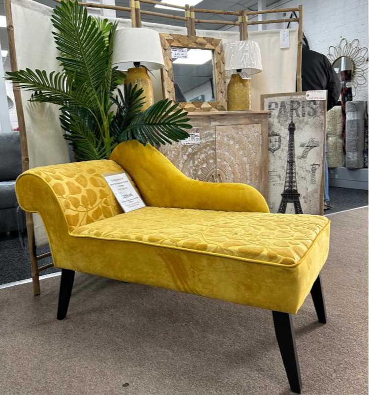 Ava Upholstered Mustard Chaise Lounge
