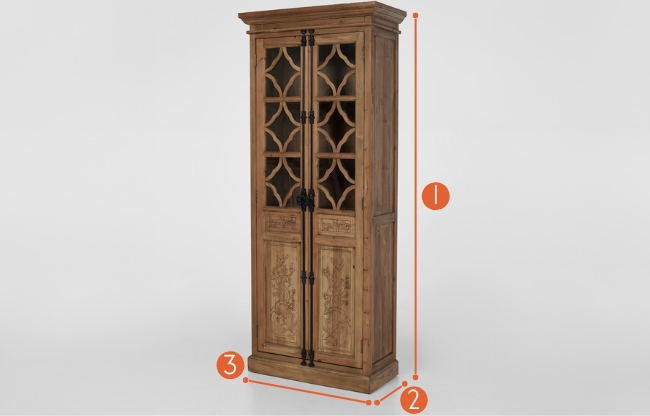 Bayeux - Recycled Wood 2 Door Display Cabinet measurements