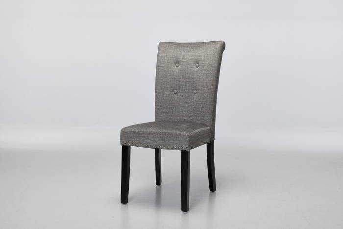 Cabrini Upholstered Dining Chairs with Black Legs - Grey Linen