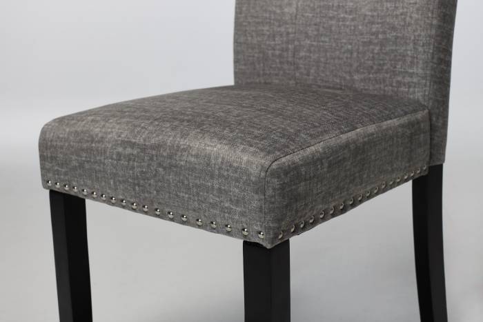 Cabrini Upholstered Dining Chairs with Black Legs - Grey Linen