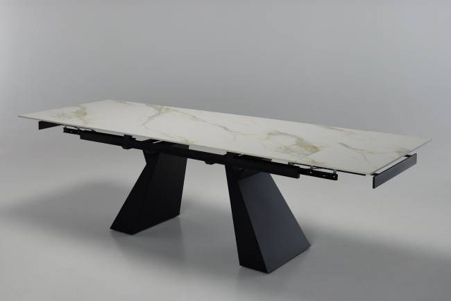 Florence - 1.8m/2.6m Stone Extendable Dining Table with Black Metal Legs temp measurements pic