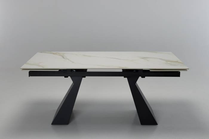 Florence - 1.8m/2.6m Calacatta Gold Stone Extendable Dining Table with Black Metal Legs