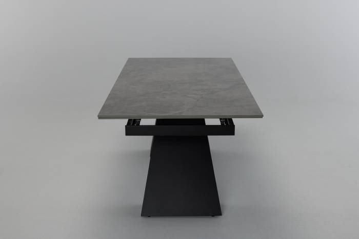 Florence - 1.8m/2.6m Tundra Grey Stone Extendable Dining Table with Black Metal Legs