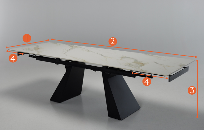 Florence - 1.8m/2.6m Stone Extendable Dining Table measurements