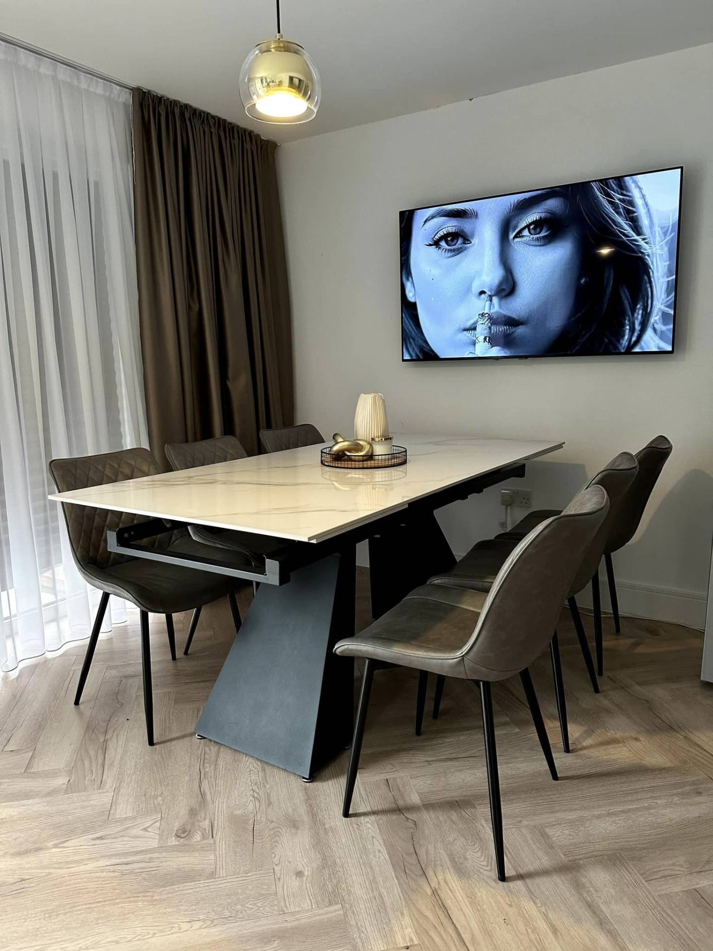 Florence Stone Dining Table in a customer's home