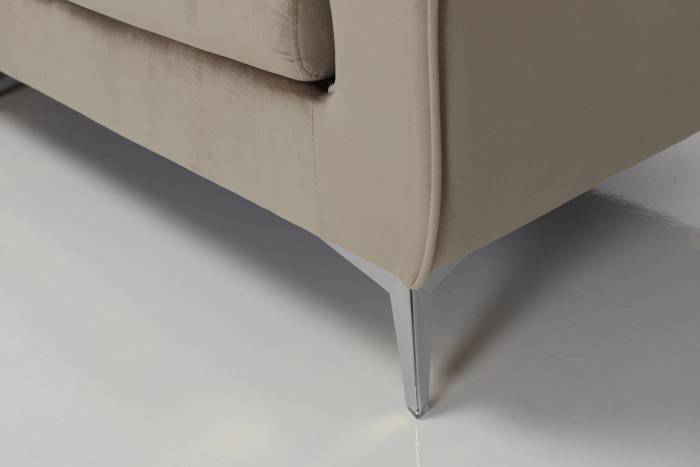 Lauren - Modern Chesterfield Corner Sofa, Mink Velvet with Silver Legs