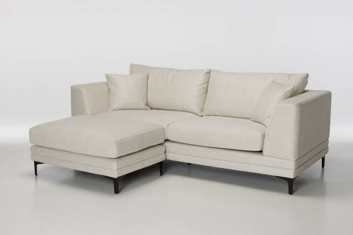 Lotti - Luxury Modern Footstool, Premium Natural Linen with sofa
