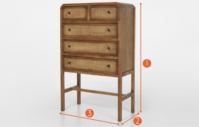 Yves - 5 Drawer Cabinet measurements