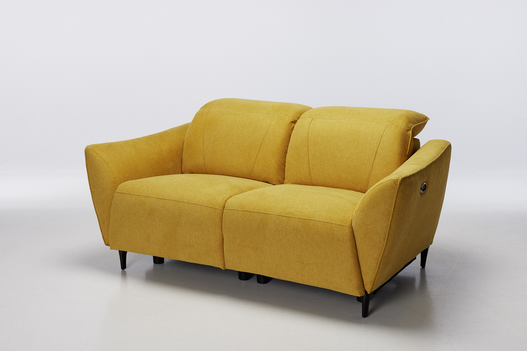 Muse - Electric Recliner 2 Seater Sofa, Ochre Yellow Premium Woven Linen
