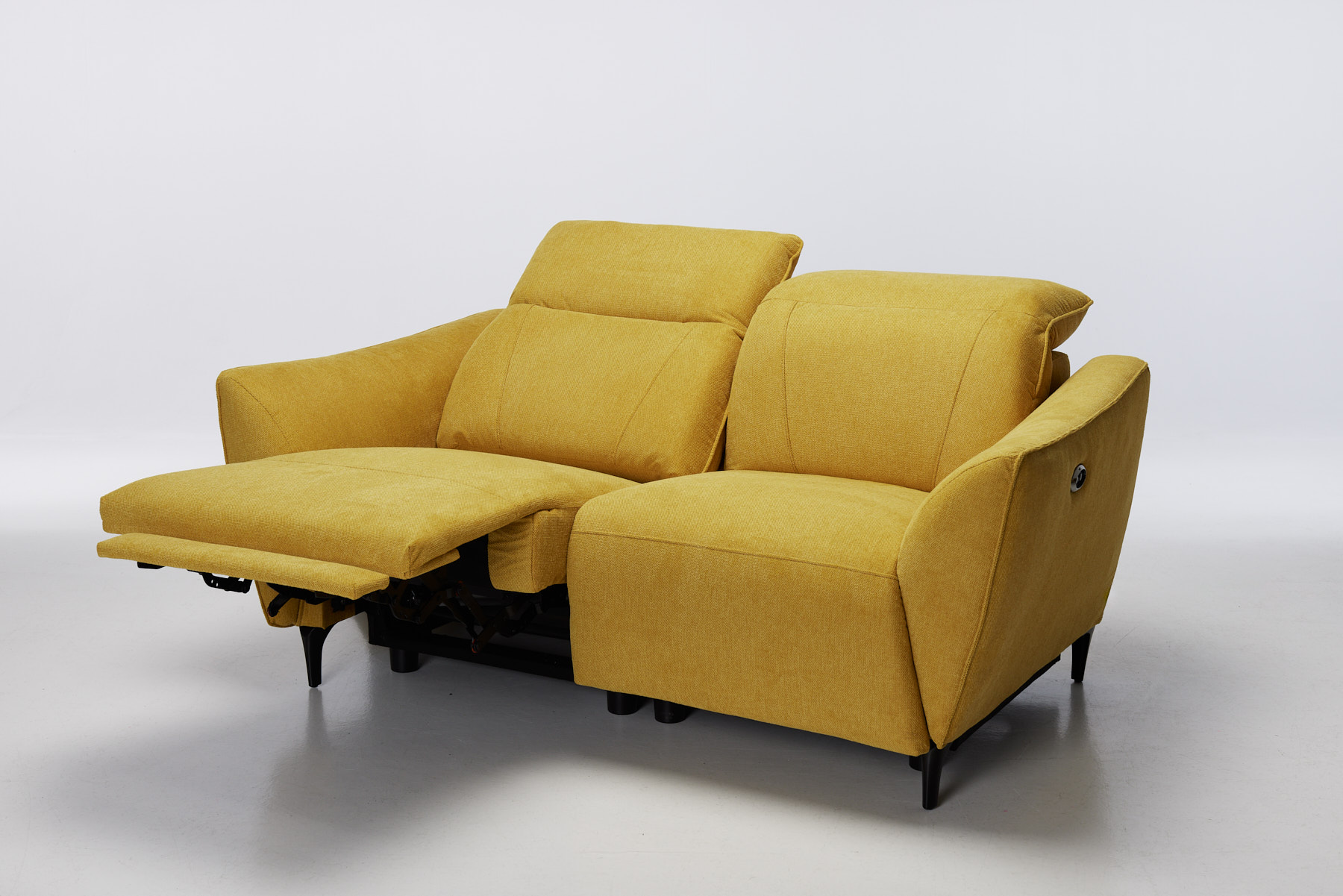 Muse - Electric Recliner Sofa, Ochre Yellow Premium Woven Linen