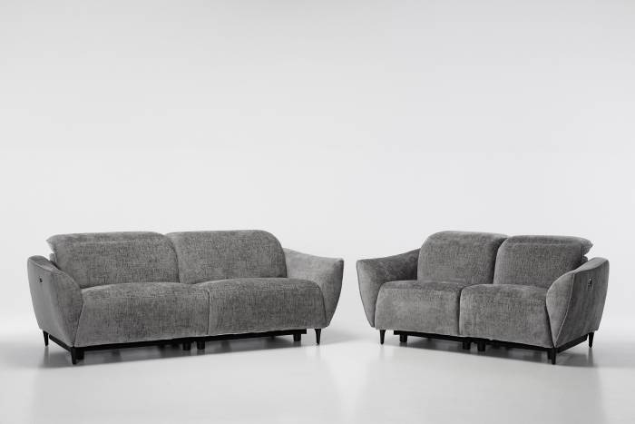 Muse - Electric Recliner Sofa Set, Grey Shimmer Premium Linen