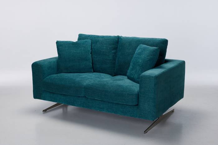 Nova - Modern 2 Seater Sofa, Peacock Premium Woven Fabric