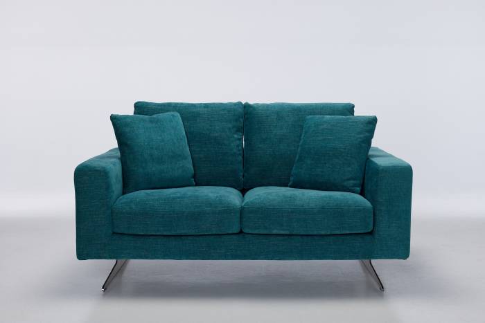 Nova - Modern 2 Seater Sofa, Peacock Premium Woven Fabric