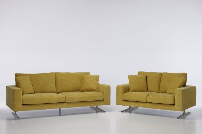 Nova - Modern Sofa Set, Mustard Premium Woven Fabric