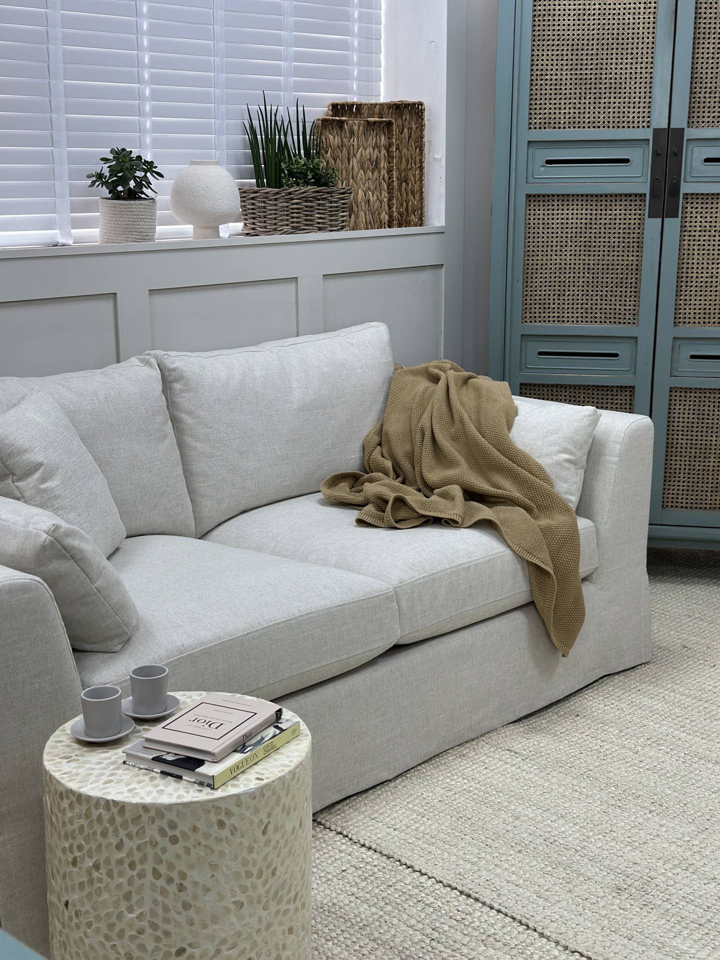 Linen sofa by Furniture Outlet