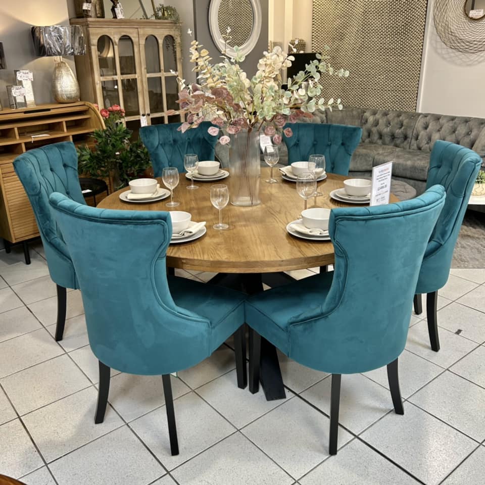 Round Oak Dining Table Set at Furniture Outlet Store in Leigh-on-Sea, Essex