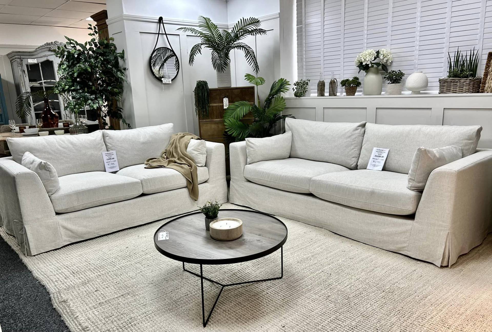 Deia natural linen sofas at Furniture Outlet Stores