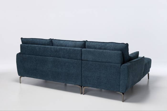 Fabio - Modern Left Hand Facing Corner Chaise Sofa, Blue Weave