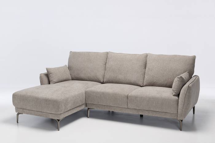 Fabio - Modern Left Hand Facing Corner Chaise Sofa, Taupe Weave