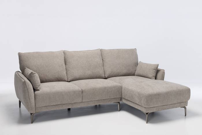 Fabio - Modern Right Hand Facing Corner Chaise Sofa, Taupe Weave