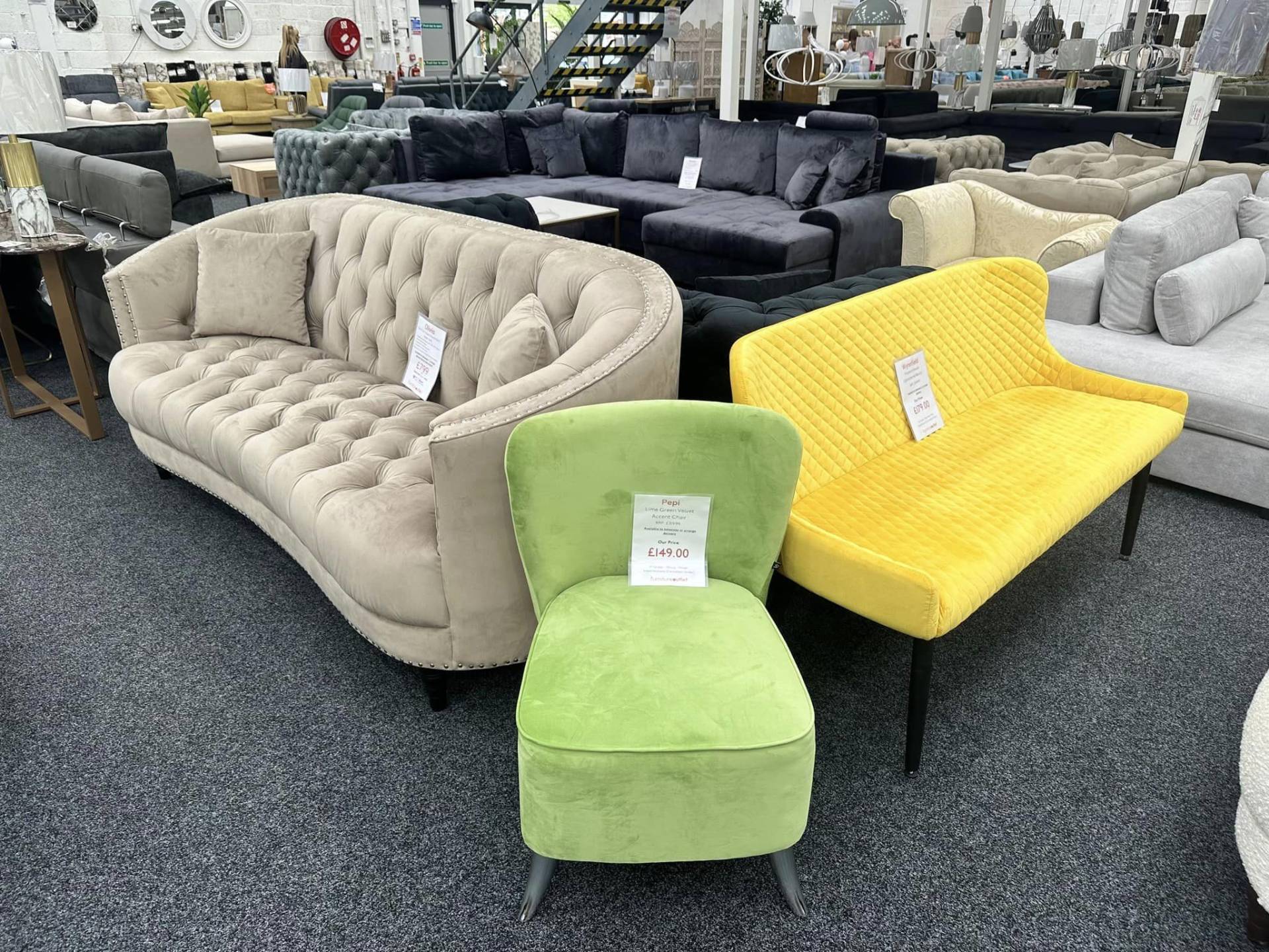 Lime green chair at Furniture Outlet Stores