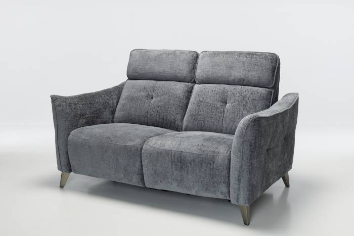 Marco - Modern 2 Seater Electric Recliner Sofa, Premium Shimmer Grey Linen