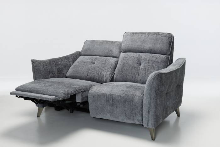 Marco - Modern 2 Seater Electric Recliner Sofa, Premium Shimmer Grey Linen