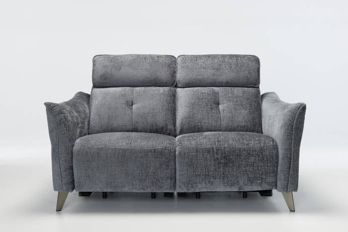 Marco - Modern 2 Seater Electric Recliner Sofa, Premium Shimmer Grey Linen