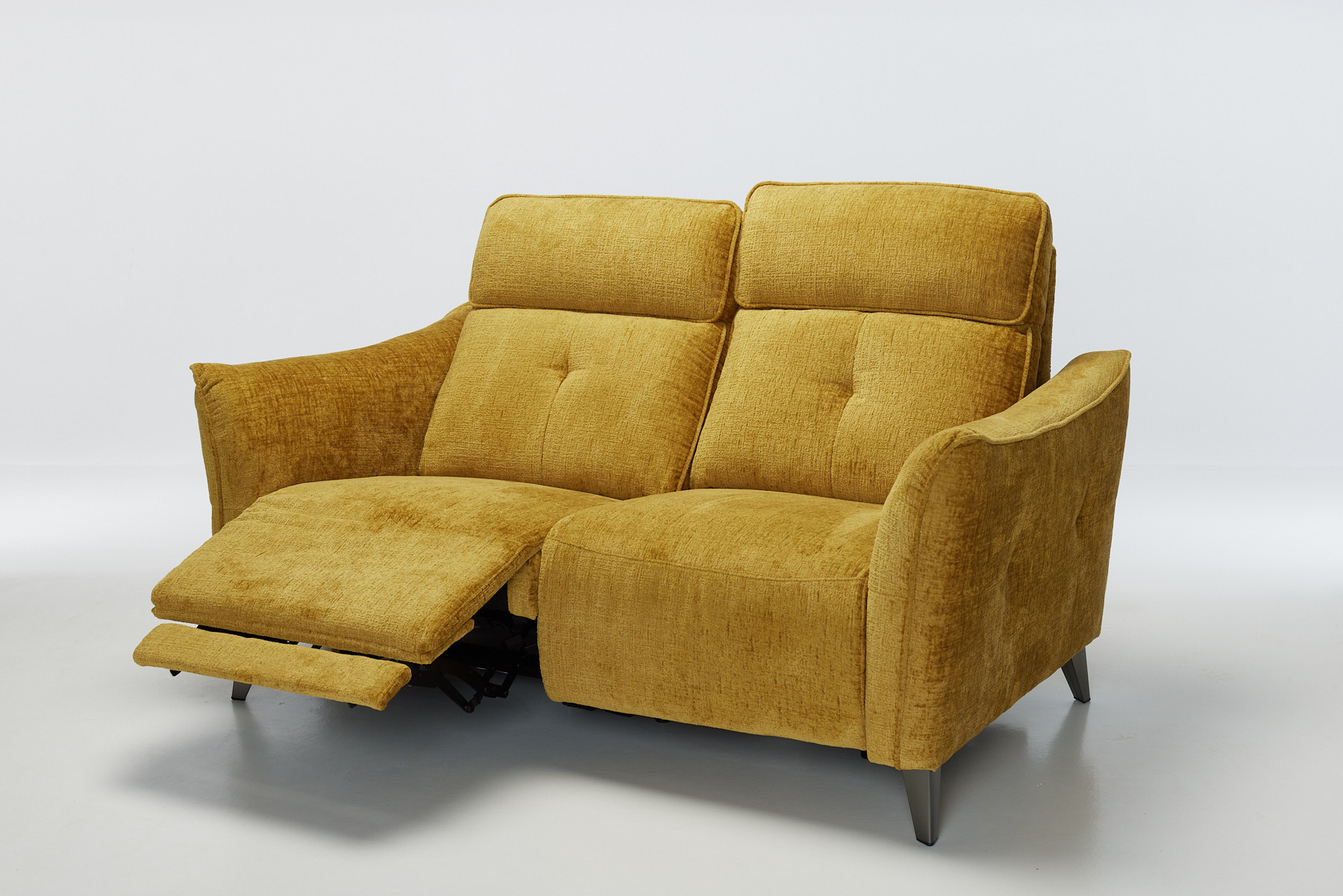 Marco - Modern 2 Seater Electric Recliner Sofa, Premium Shimmer Yellow Linen