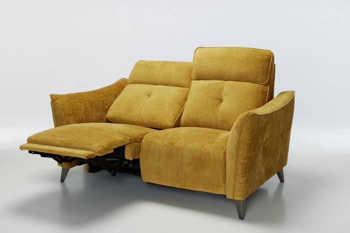 Marco - Modern 2 Seater Electric Recliner Sofa, Premium Shimmer Yellow Linen