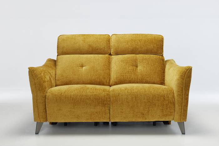 Marco - Modern 2 Seater Electric Recliner Sofa, Premium Shimmer Yellow Linen