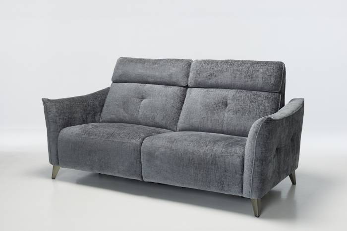 Marco - Modern 3 Seater Electric Recliner Sofa, Premium Shimmer Grey Linen