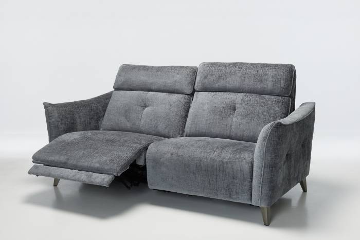 Marco - Modern 3 Seater Electric Recliner Sofa, Premium Shimmer Grey Linen