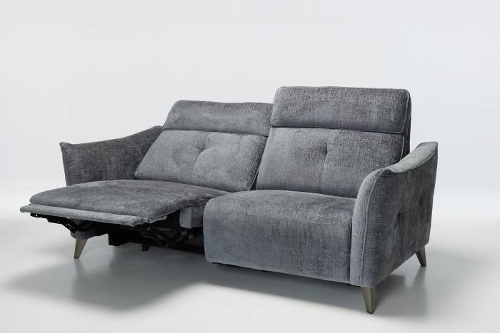 Marco - Modern 3 Seater Electric Recliner Sofa, Premium Shimmer Grey Linen