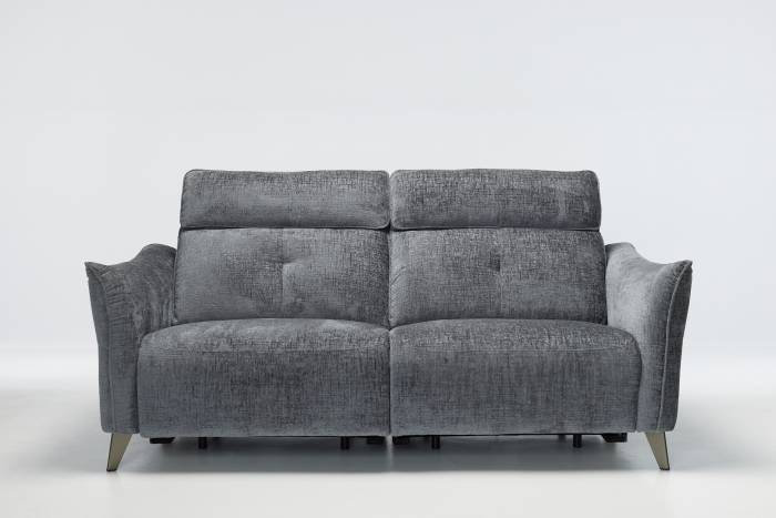 Marco - Modern 3 Seater Electric Recliner Sofa, Premium Shimmer Grey Linen