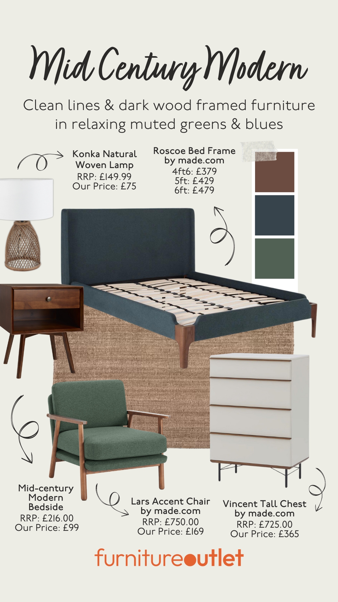 Mid-Century Modern Bedroom - Mood Board